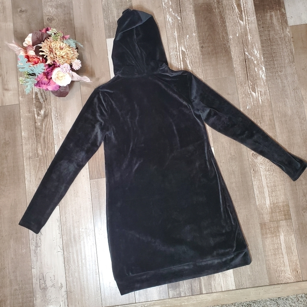 Bebe Women's Black and Pink Rhinestone Sleepwear Dress Velour Size Medium - Picture 14 of 17